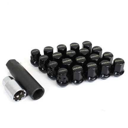20-Pack Black Spline Lug Nuts M12x1.25 With Key – Fit Subaru BRZ/WRX/Forester/Outback/Legacy – Racing Style